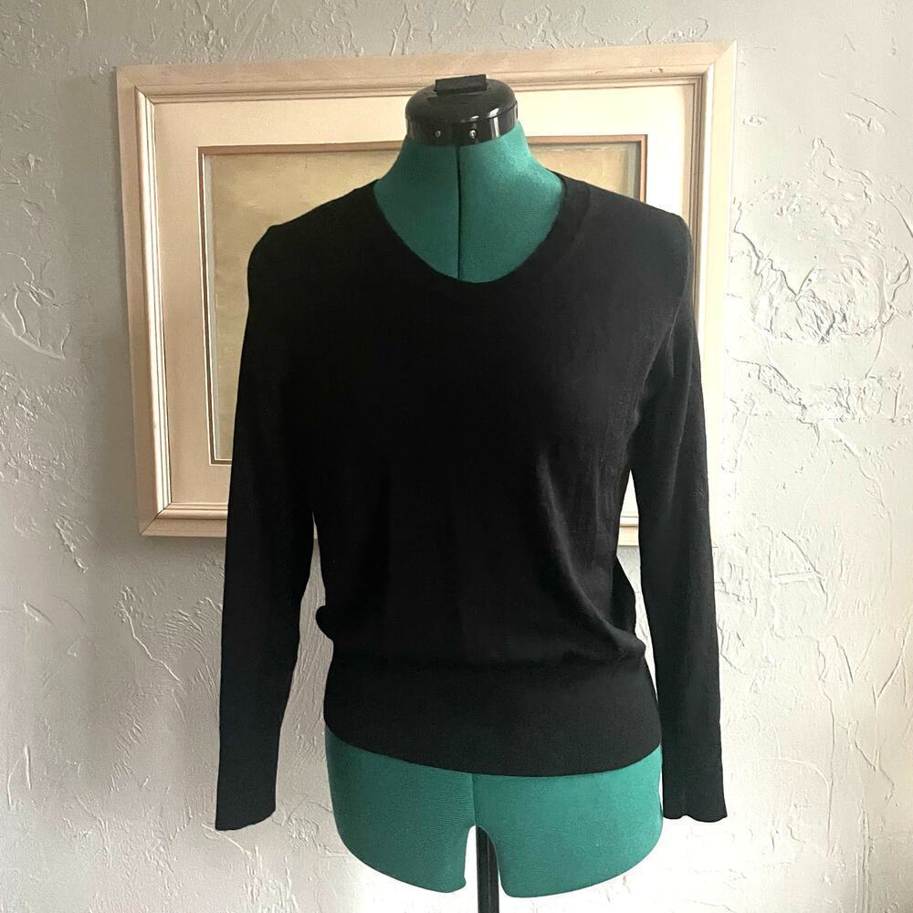 Everlane Black Crewneck 100% Wool Lightweight Sweater Minimalist Workwear sz S